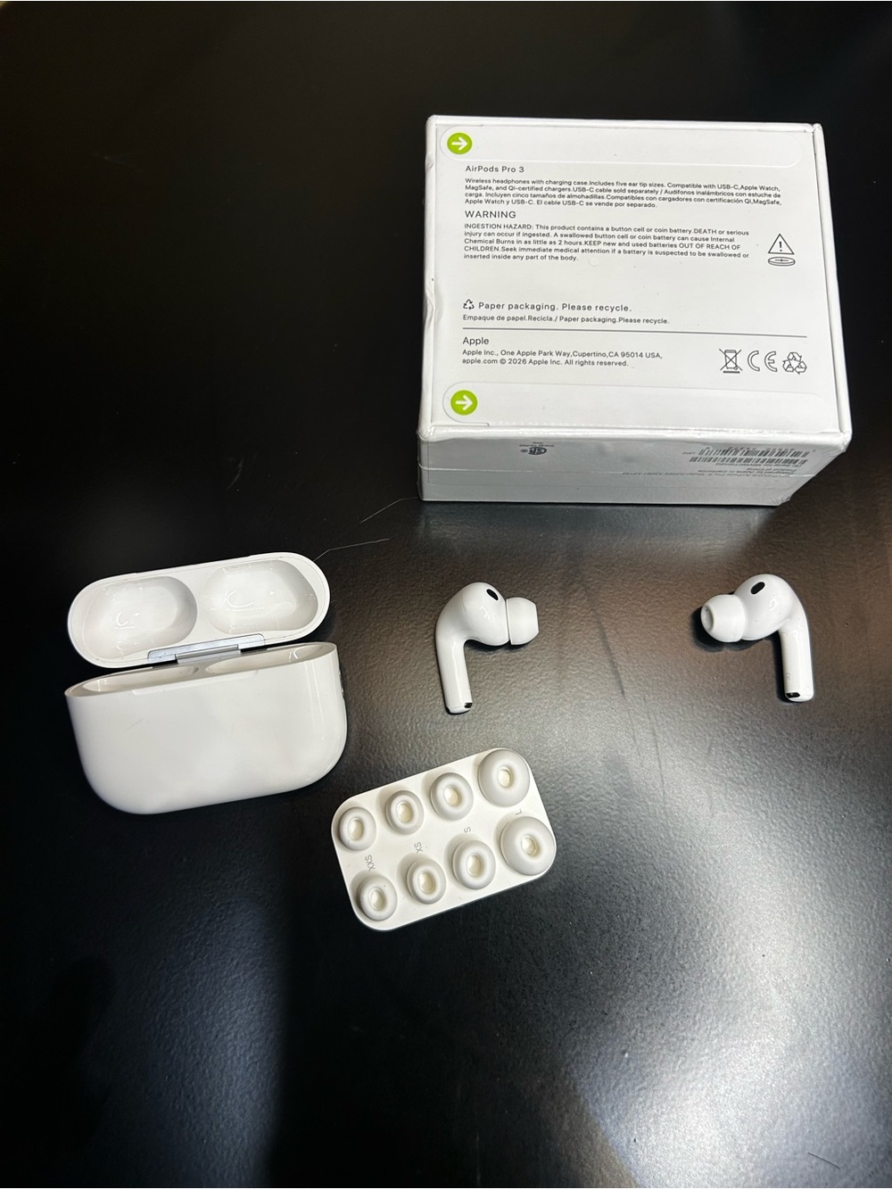 Apple AirPods Pro 3 White Earbuds with Charging Case and Extra Tips